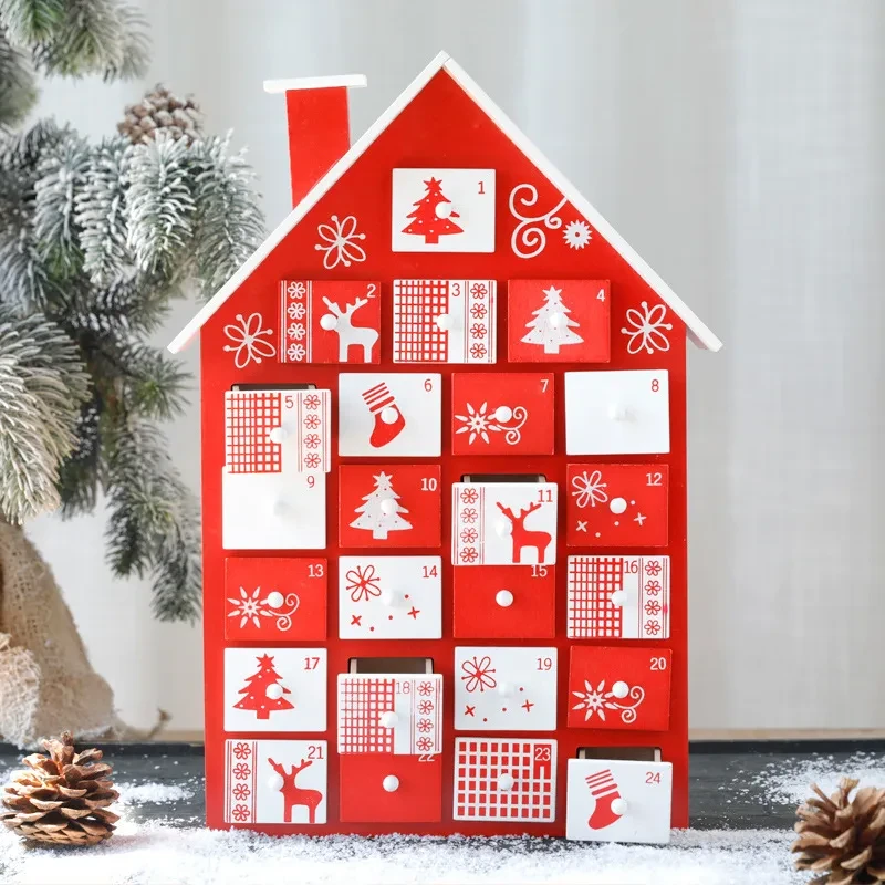 Calendario de madera con decoración navideña