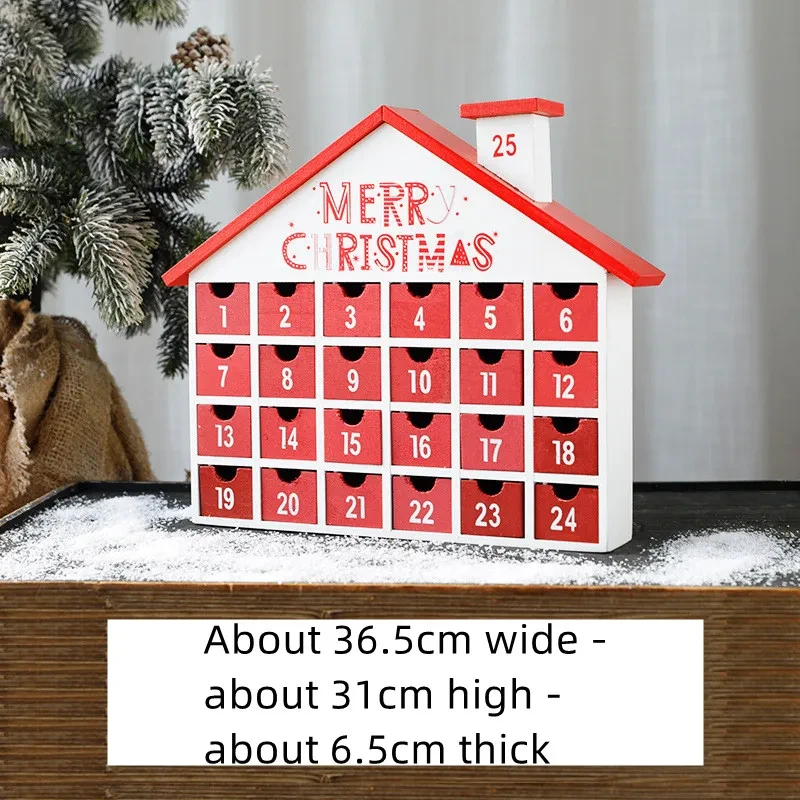 Calendario de madera con decoración navideña