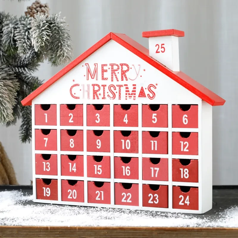 Calendario de madera con decoración navideña