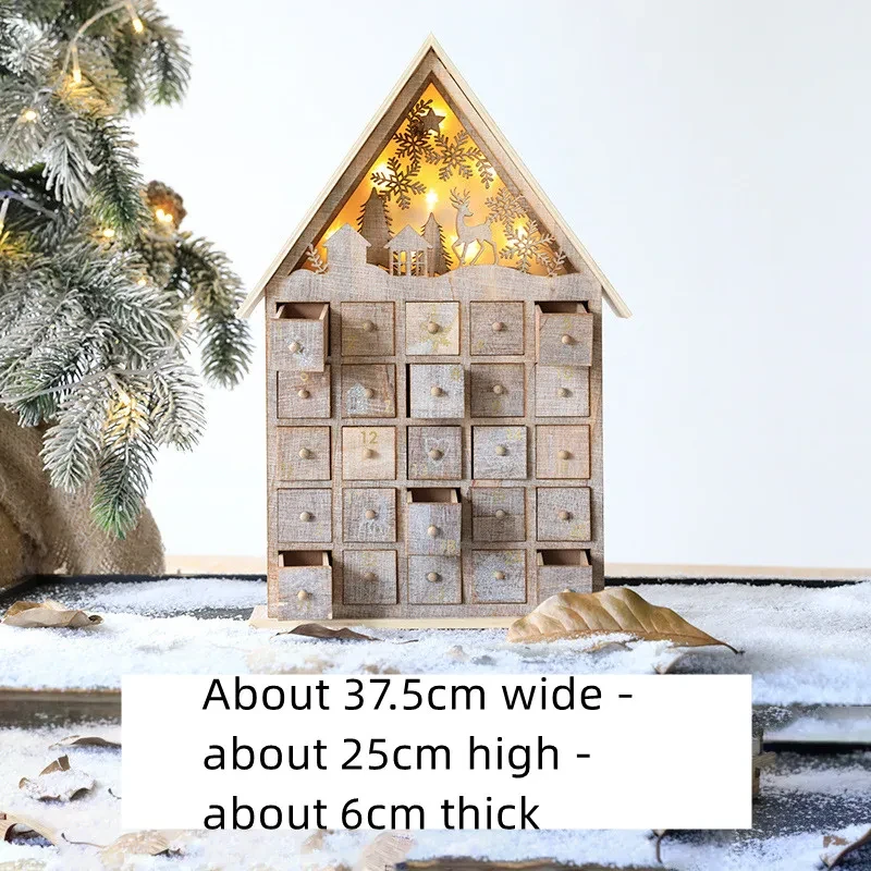 Calendario de madera con decoración navideña