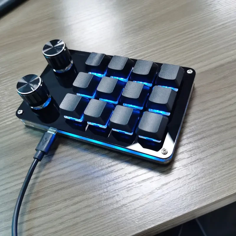 Teclado mecánico para Windows 10: 12 teclas con luces RGB giratorias duales