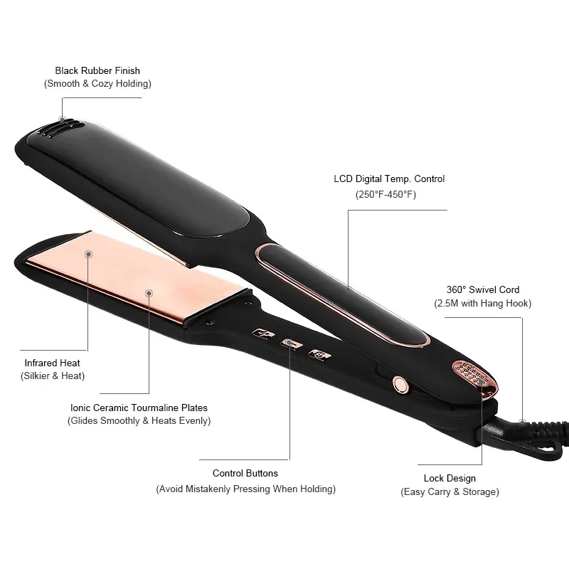 Plancha de pelo infrarroja con pantalla LCD transfronteriza