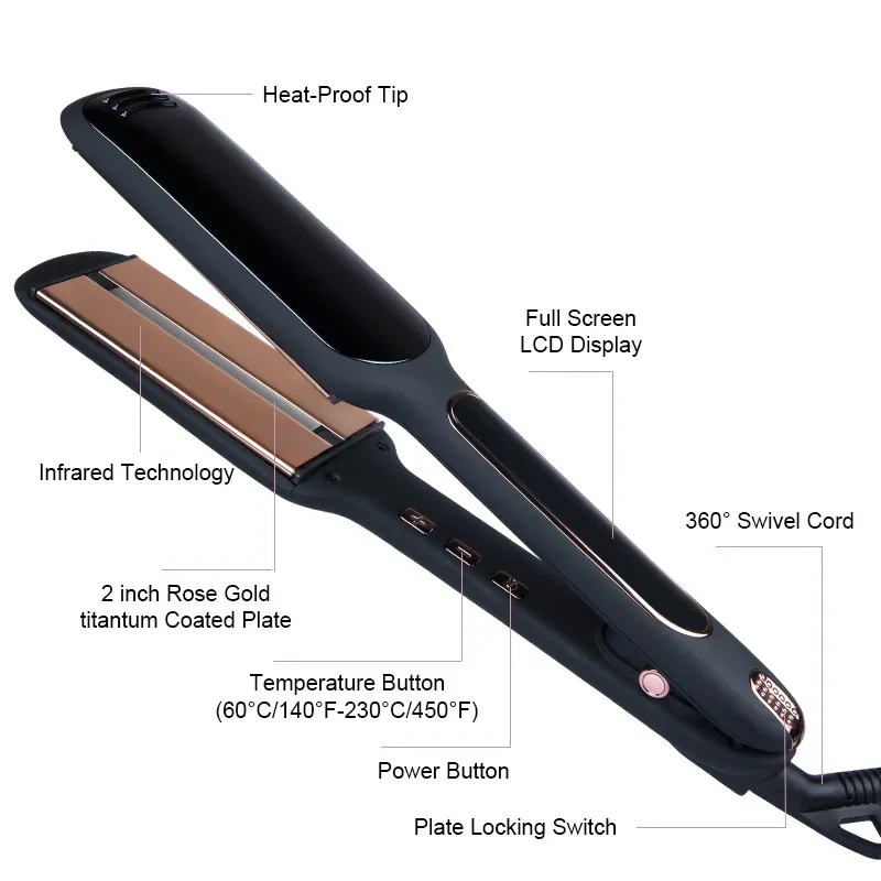 Plancha de pelo infrarroja con pantalla LCD transfronteriza