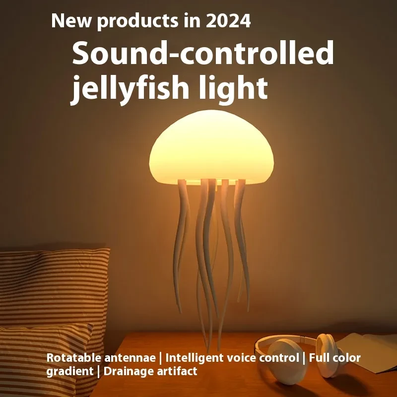Lámpara de ambiente de medusas, luz LED nocturna de medusas, lámpara portátil de medusas, decoración de medusas, lámpara de mesa inteligente para mesita de noche.