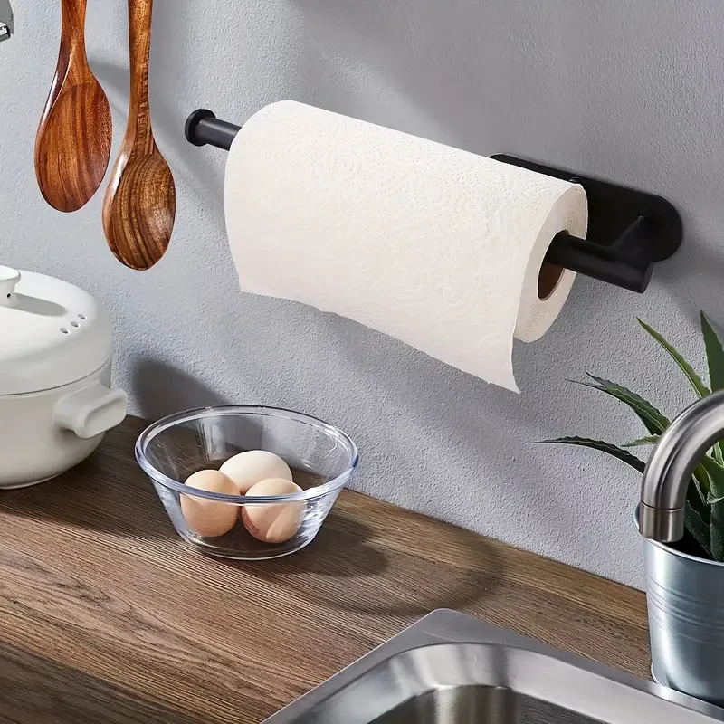 Toallero de papel creativo, sin perforaciones, organizador de papel de pared para el hogar