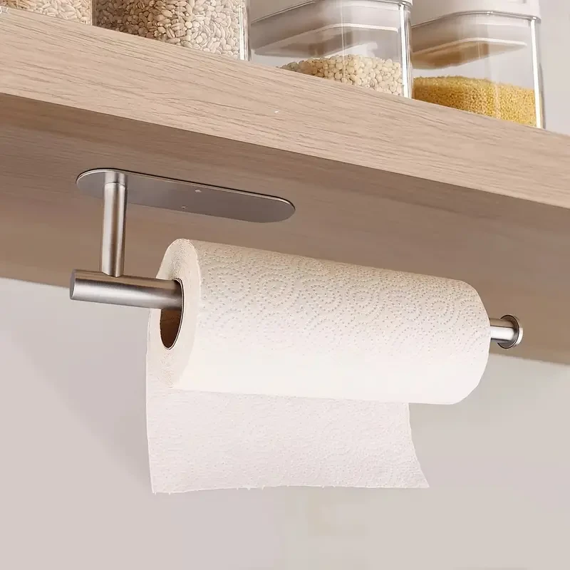 Toallero de papel creativo, sin perforaciones, organizador de papel de pared para el hogar