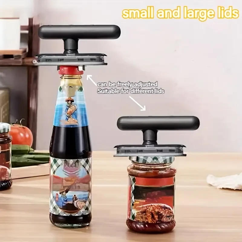 Abridor de frascos y botellas versátil: herramienta de cocina multifuncional, ajustable y de fácil agarre.