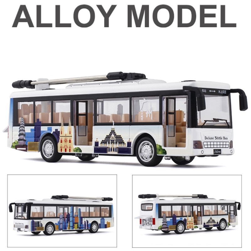 Autobús de juguete de aleación para niños, modelo de coche de simulación de tranvía de una sola sección