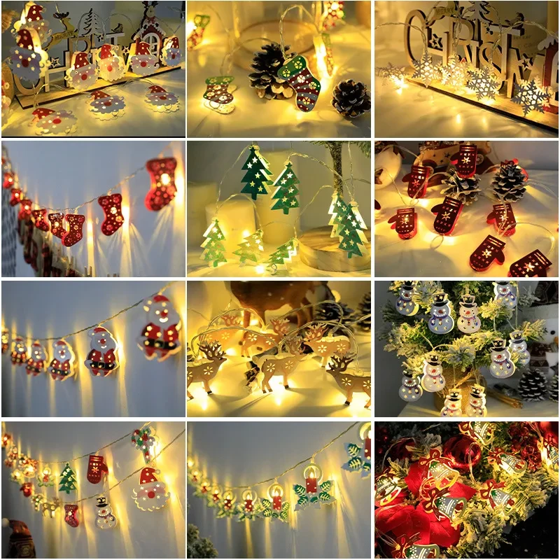 Guirnalda de luces LED navideñas con Papá Noel, alce, muñeco de nieve, adorno navideño, guirnalda de luces, decoraciones navideñas, regalo de Año Nuevo