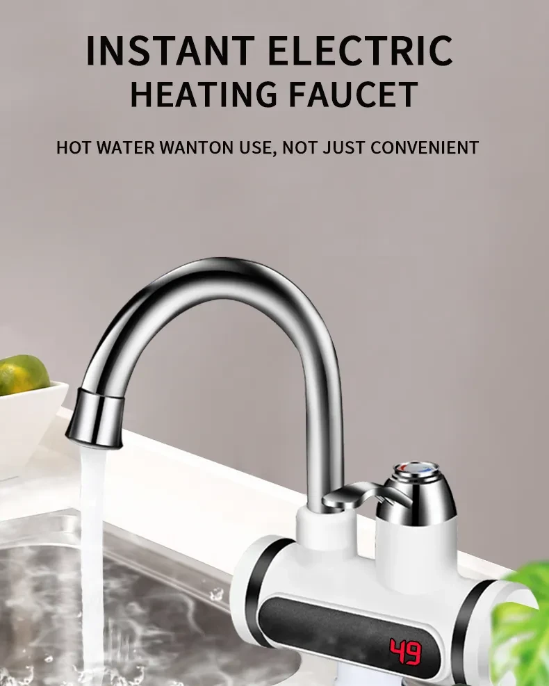 Grifo de agua eléctrico de cocina con pantalla de temperatura del agua