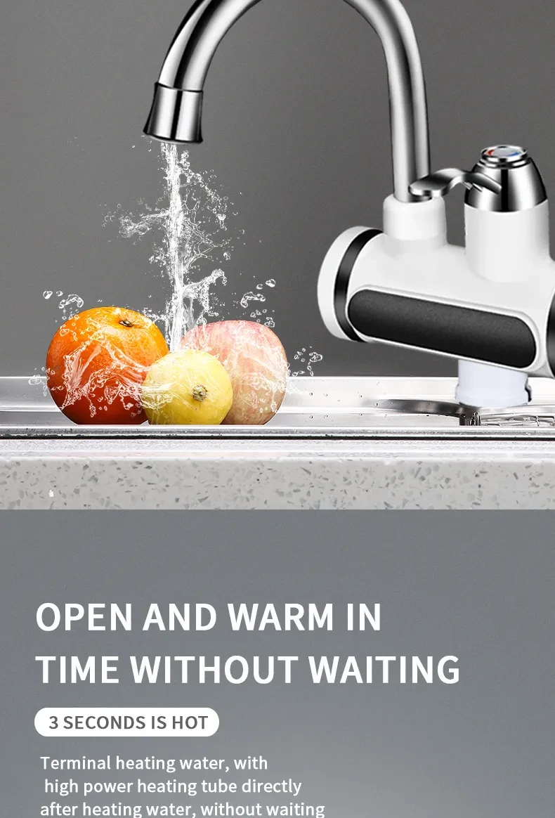 Grifo de agua eléctrico de cocina con pantalla de temperatura del agua