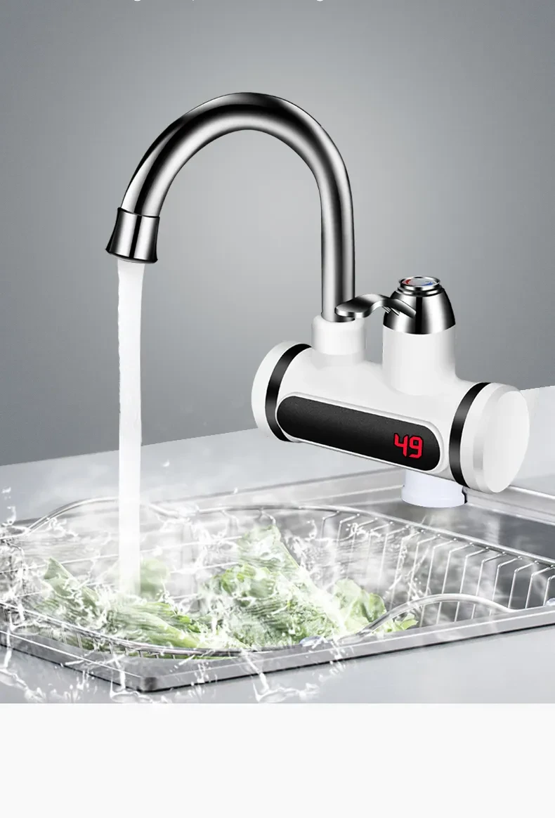 Grifo de agua eléctrico de cocina con pantalla de temperatura del agua