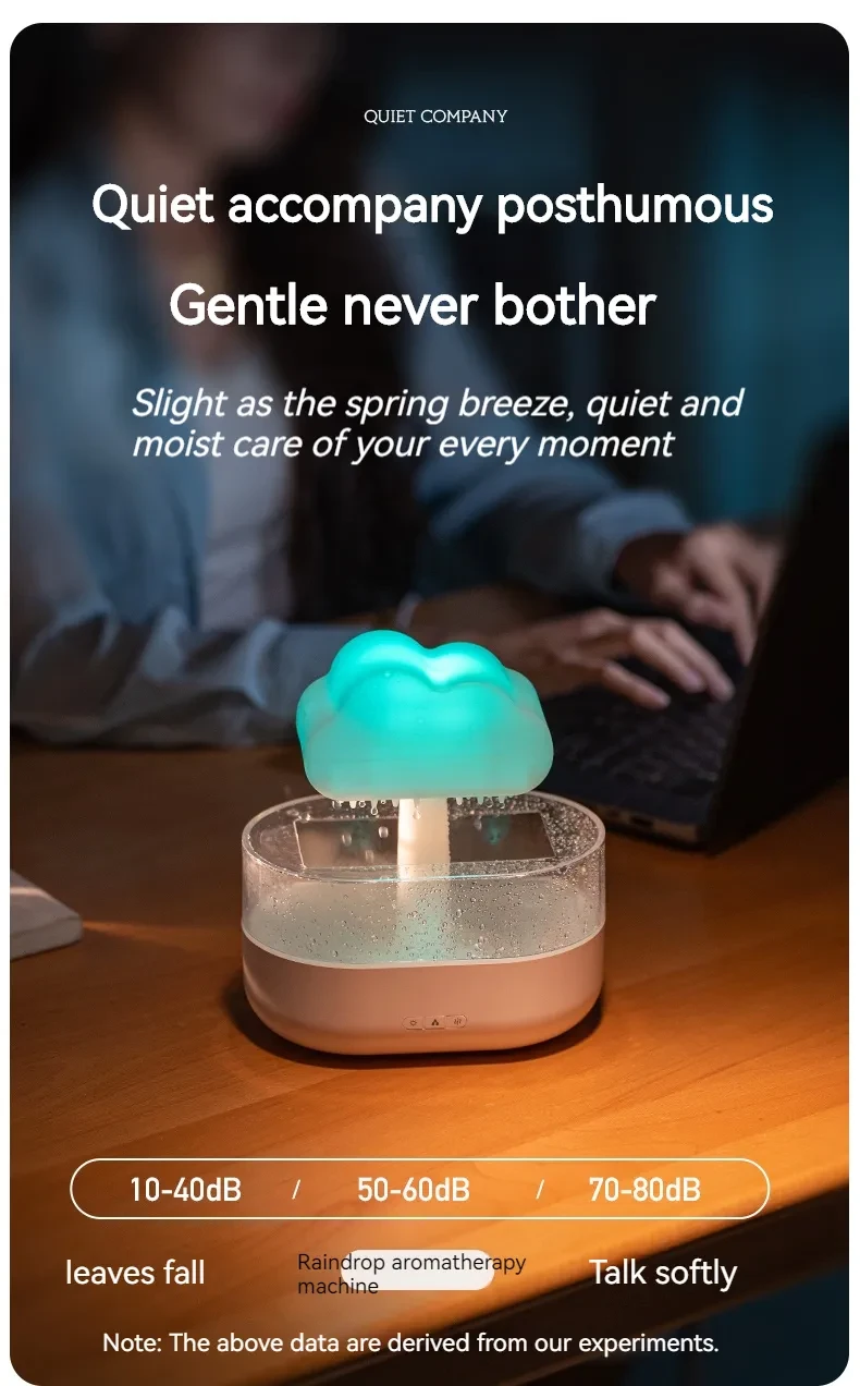 Humidificador de agua con forma de nube de lluvia de 200 ml