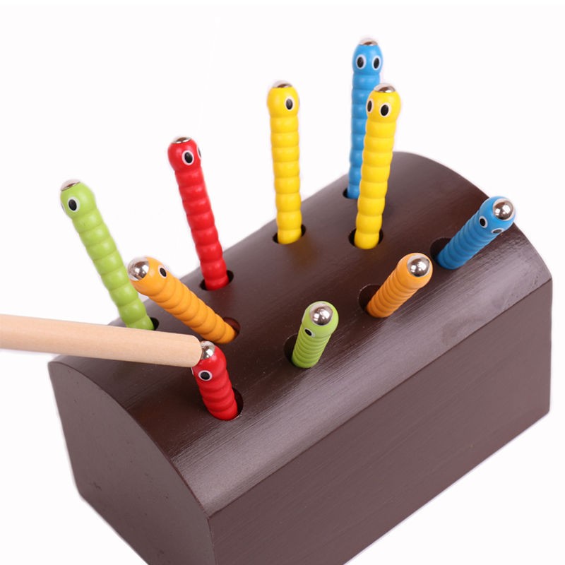 Juguete de pesca digital magnético de madera