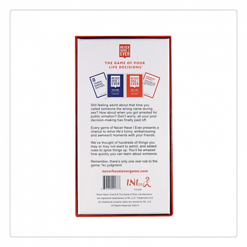 Juego de mesa Never Have I Ever en caja de lujo de 550