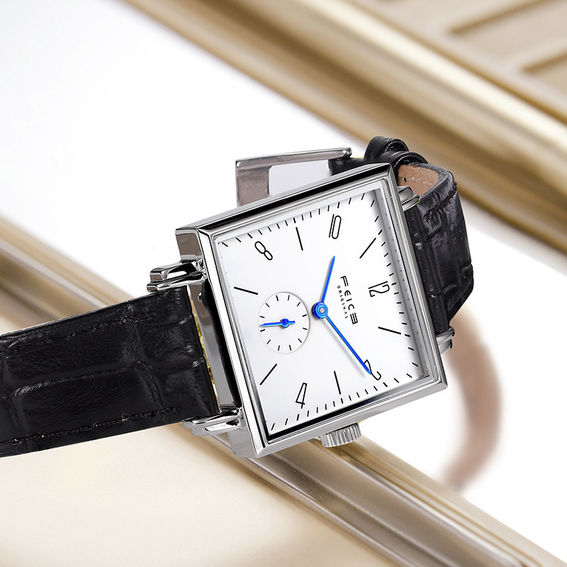 Reloj de cuarzo cuadrado sencillo de moda para hombres y mujeres.