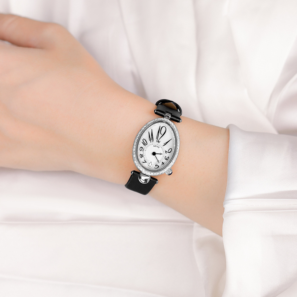 Reloj ovalado de estilo generoso, elegante y retro con forma de gota para mujer