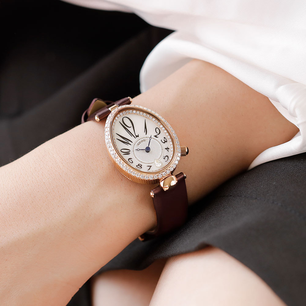 Reloj ovalado de estilo generoso, elegante y retro con forma de gota para mujer