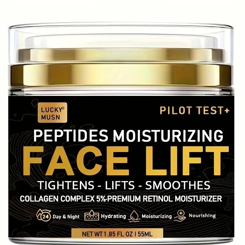 Crema de lifting facial con péptidos de 1.85 oz: hidrata, reafirma y tensa profundamente la piel con ácido hialurónico, vitamina E, colágeno y acetil hexapéptido-8 para un brillo radiante y juvenil.