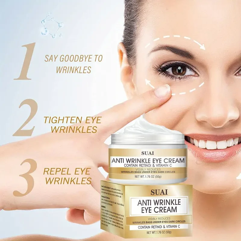 Crema antiarrugas para ojos - Retinol y vitamina C - Atenúa líneas finas y ojeras, reafirma el contorno de ojos y elimina bolsas.
