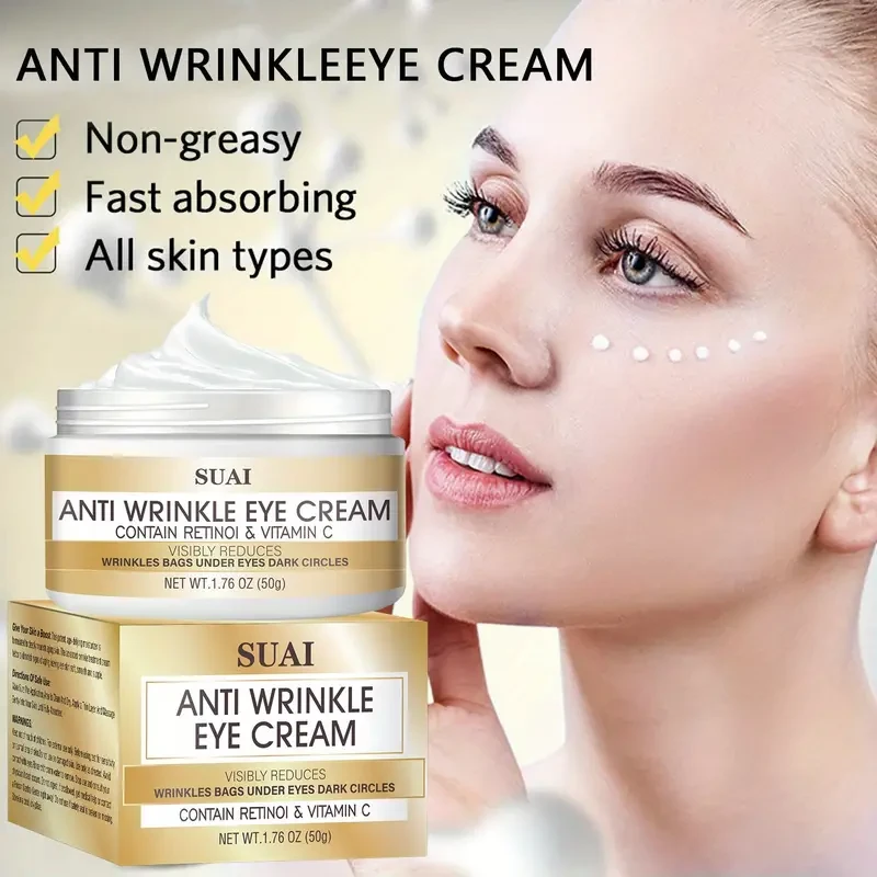 Crema antiarrugas para ojos - Retinol y vitamina C - Atenúa líneas finas y ojeras, reafirma el contorno de ojos y elimina bolsas.