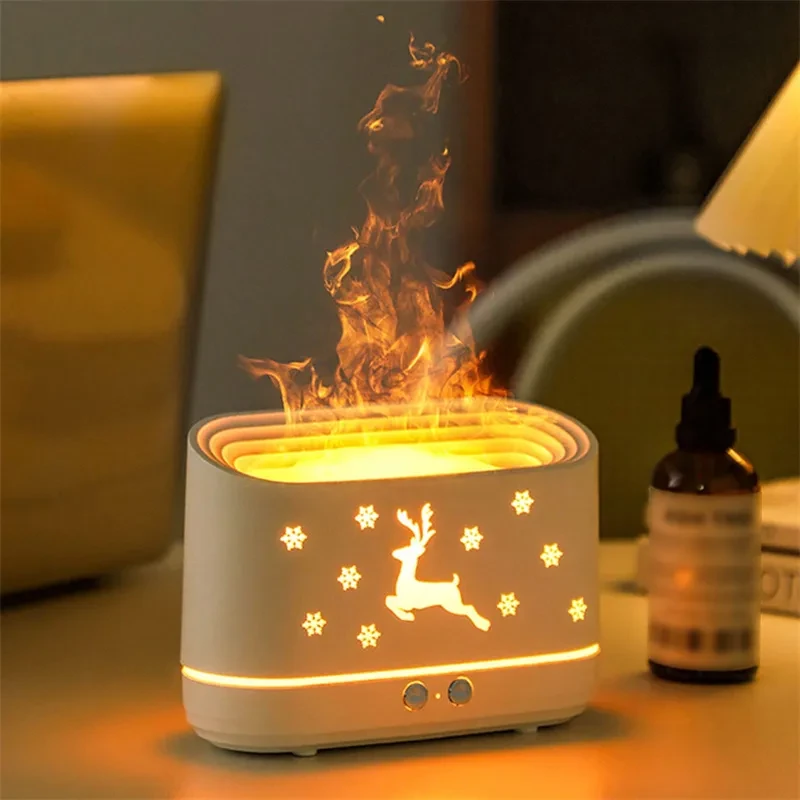 Humidificador difusor de llama de alce, lámpara silenciosa para el hogar, decoración navideña