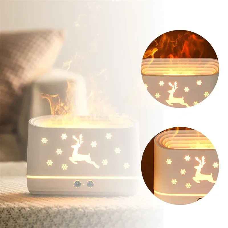 Humidificador difusor de llama de alce, lámpara silenciosa para el hogar, decoración navideña