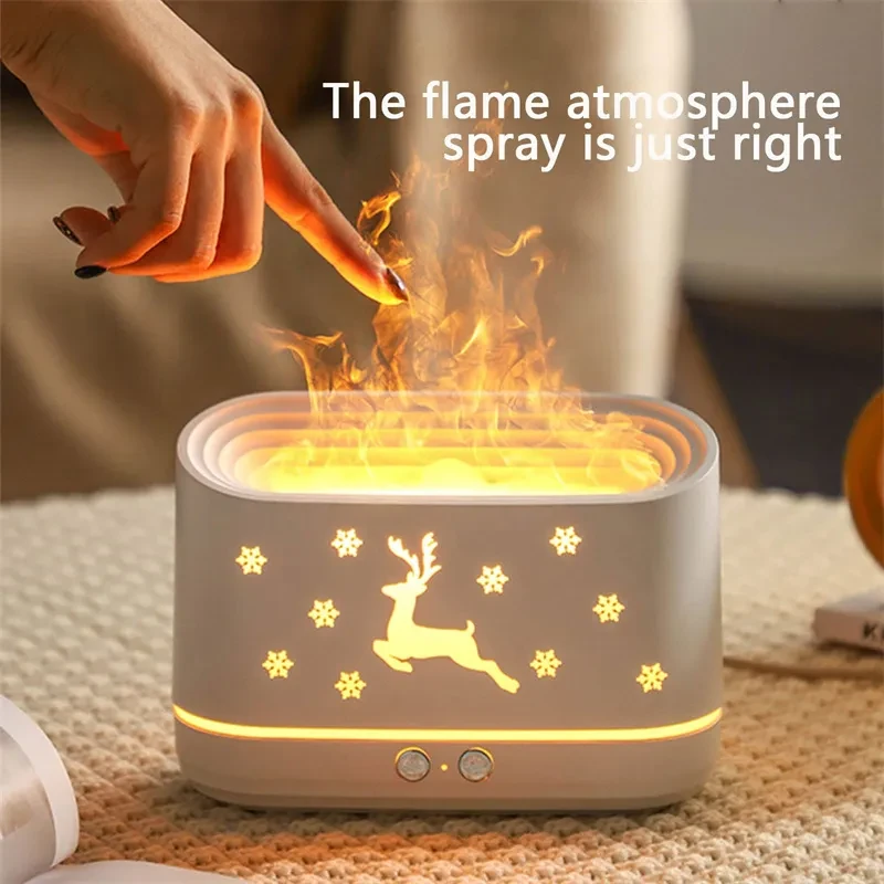 Humidificador difusor de llama de alce, lámpara silenciosa para el hogar, decoración navideña