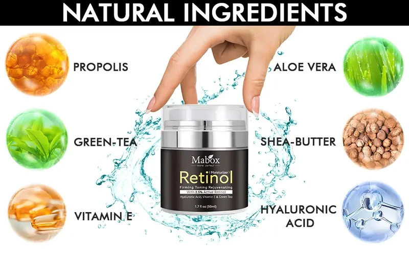 Crema hidratante con retinol para rostro y contorno de ojos, 50 ml. Con retinol, ácido hialurónico, vitamina E y té verde para combatir el envejecimiento. Crema facial. La mejor crema hidratante de día y de noche.