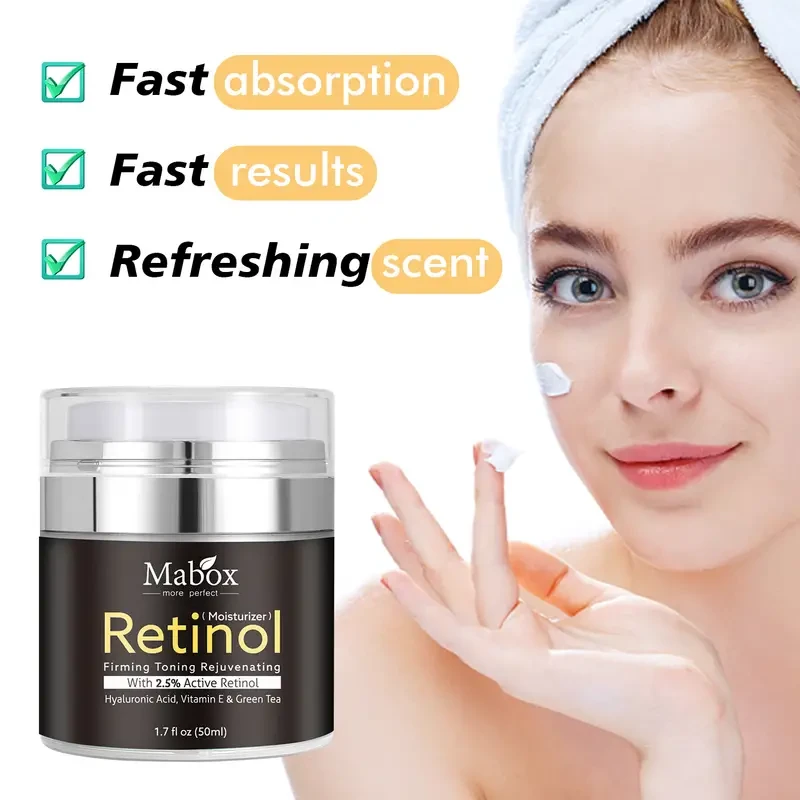 Crema hidratante con retinol para rostro y contorno de ojos, 50 ml. Con retinol, ácido hialurónico, vitamina E y té verde para combatir el envejecimiento. Crema facial. La mejor crema hidratante de día y de noche.