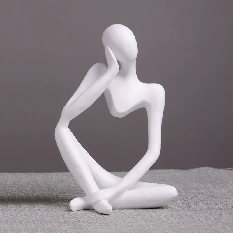 Estatua de resina de pensador abstracto moderno, figura decorativa para el hogar