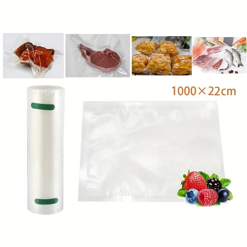 Bolsas para sellado al vacío, 1 rollo, para guardar alimentos de cocina y carne, con relieve, sin BPA, con textura de diamante para preparación de comidas al vacío