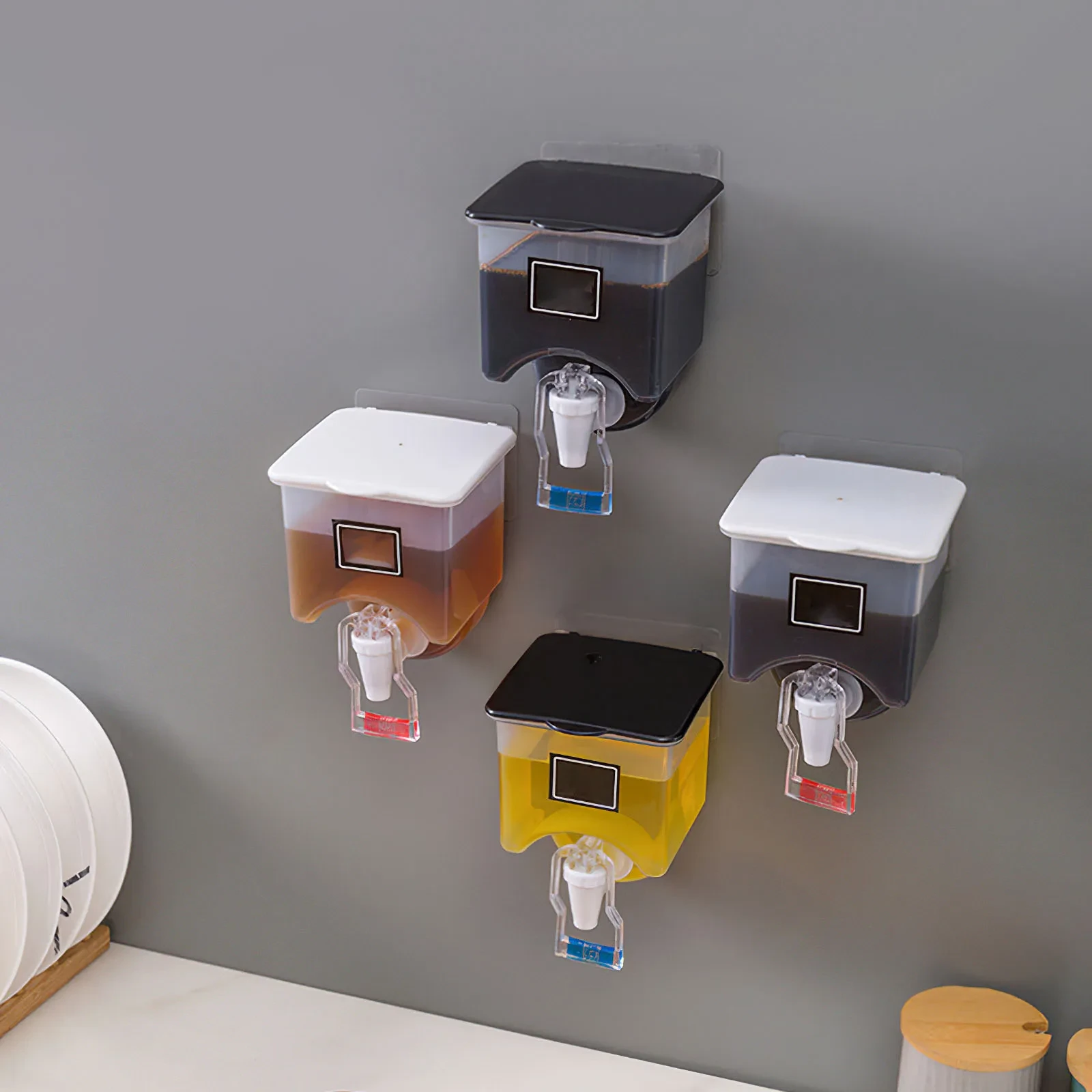 Juego de botellas de condimentos y tarros de especias para colgar en la pared