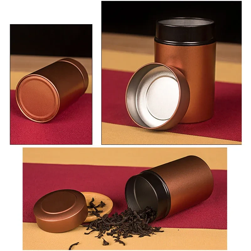 Caja de hojalata portátil para té, 50 g, lata de metal, lata de hierro sellada
