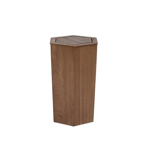 Cubo de basura de madera para el hogar, sala de estar, creativo, con tapa