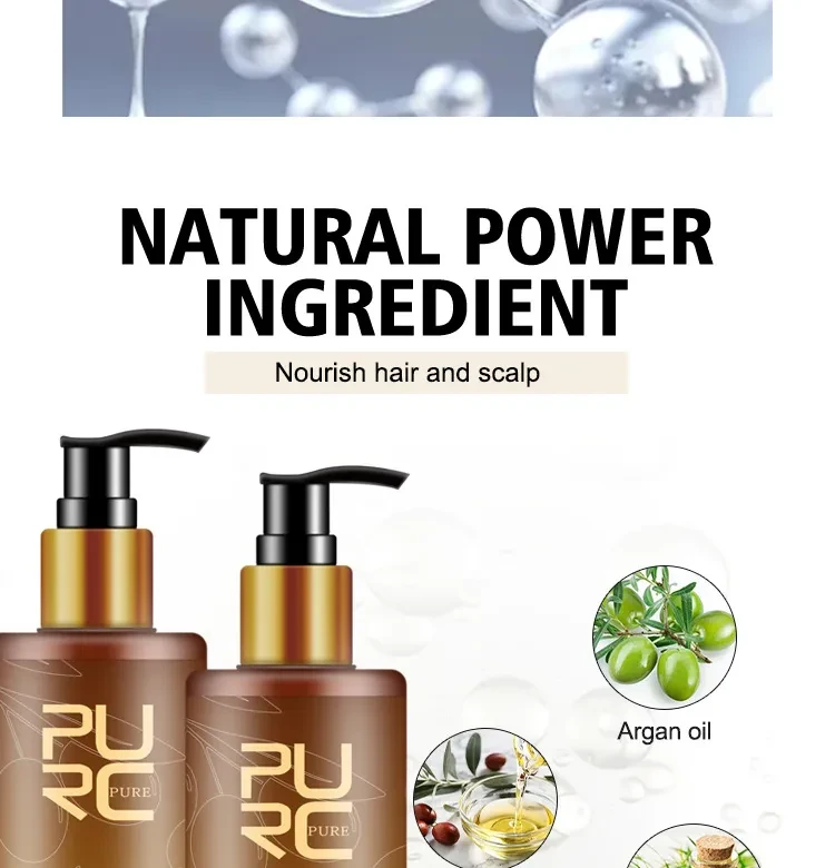 Champú y acondicionador de tres piezas con biotina y jengibre para el cabello PURC