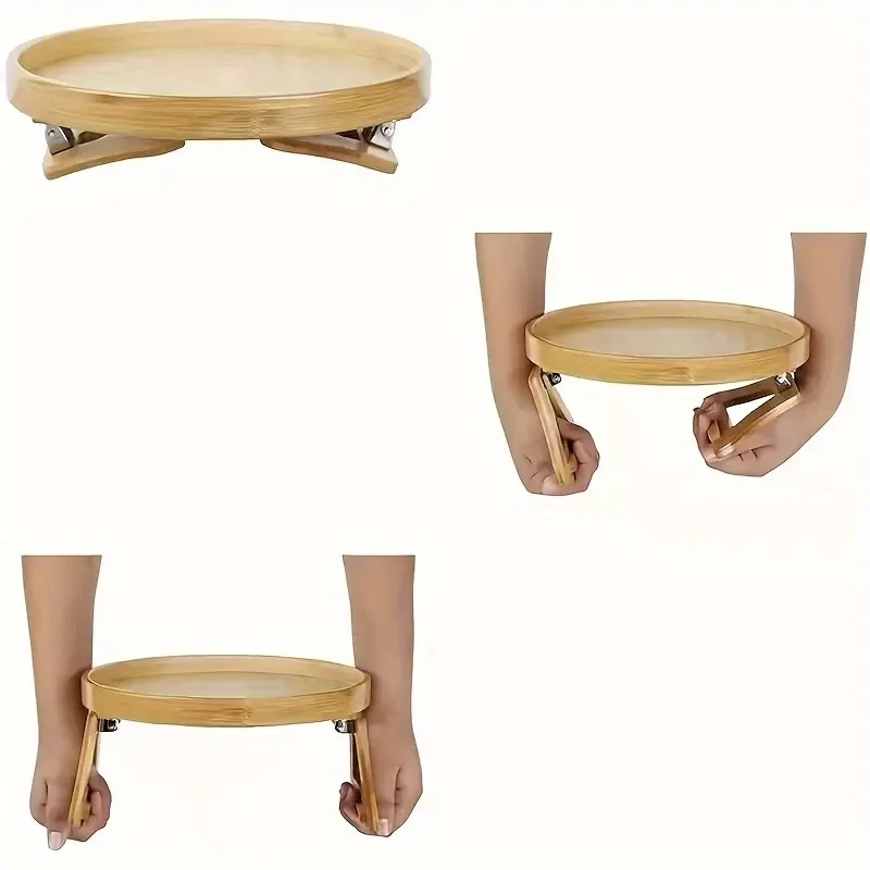 Bandeja de reposabrazos plegable de bambú para sofá: perfecta para una mesa auxiliar instantánea y estable.