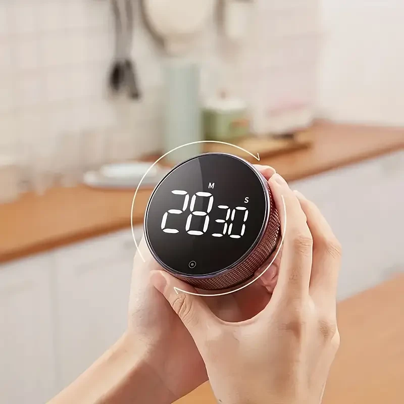 Temporizador de cocina circular elegante: herramienta giratoria para gestionar el tiempo de cocina, repostería, deportes y más.