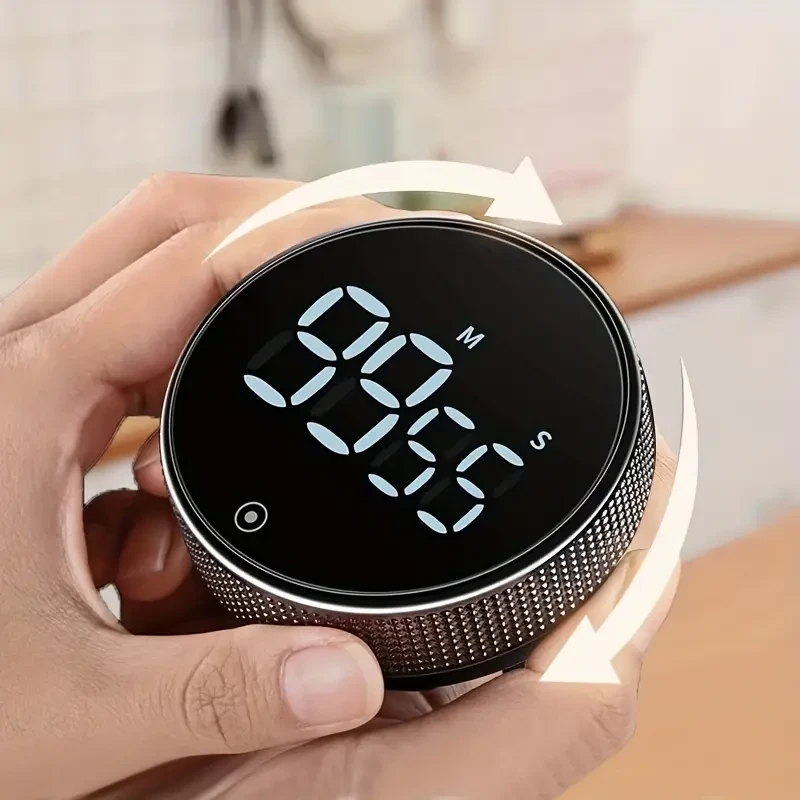 Temporizador de cocina circular elegante: herramienta giratoria para gestionar el tiempo de cocina, repostería, deportes y más.