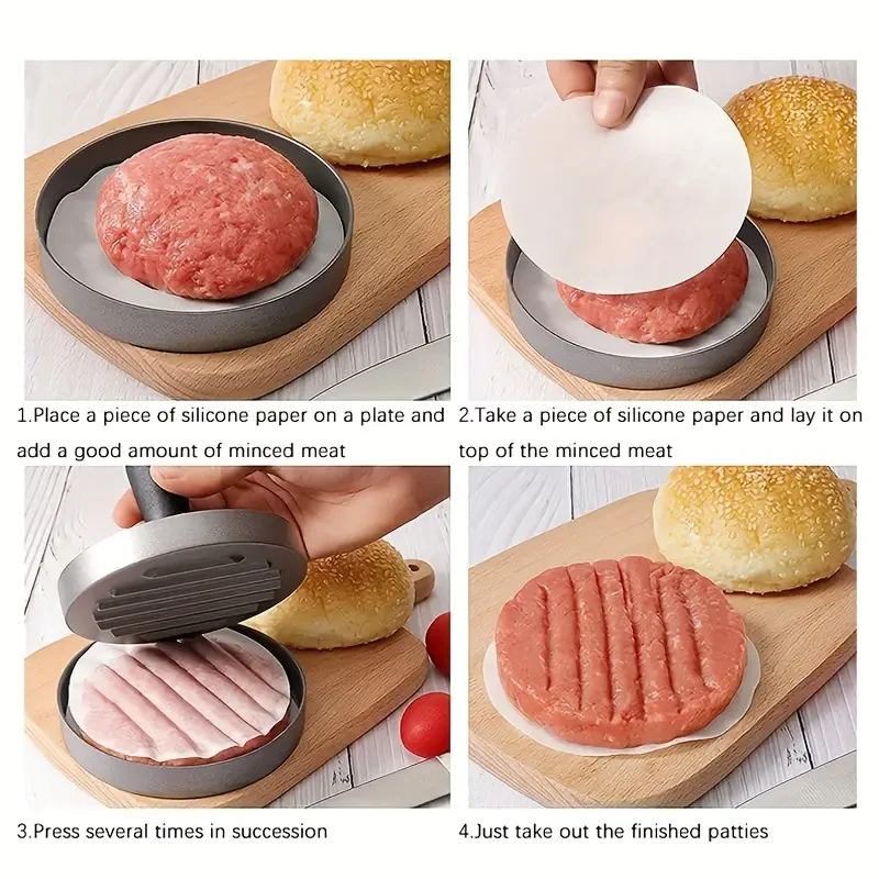 Molde antiadherente para hacer hamburguesas y hamburguesas