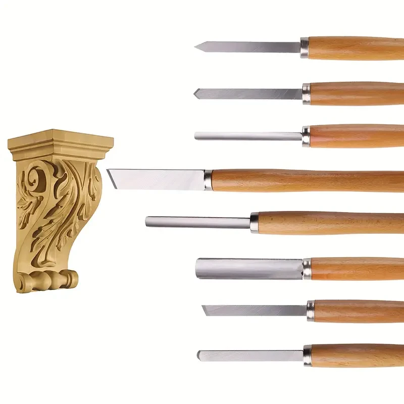 Juego de cinceles extra grandes para torno de madera, herramientas de torneado de acero, gubias de alta velocidad, cuchillos y cinceles para torneado de madera para principiantes, aficionados y manualidades.