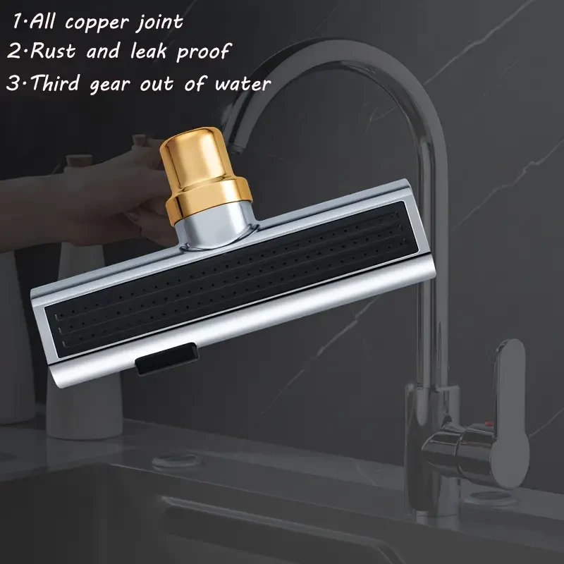 Adaptador universal multifunción para grifo, flujo en cascada de 3 velocidades, cabezal de rociado giratorio, a prueba de salpicaduras, para fregaderos de baño y cocina.