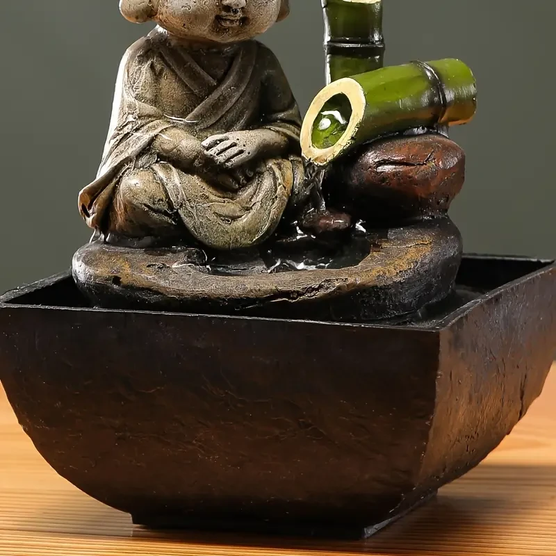 Fuente de agua de resina para interiores, fuente de escritorio con alimentación USB, cascada portátil para meditación zen, decoración relajante de mesa para el hogar y la oficina.