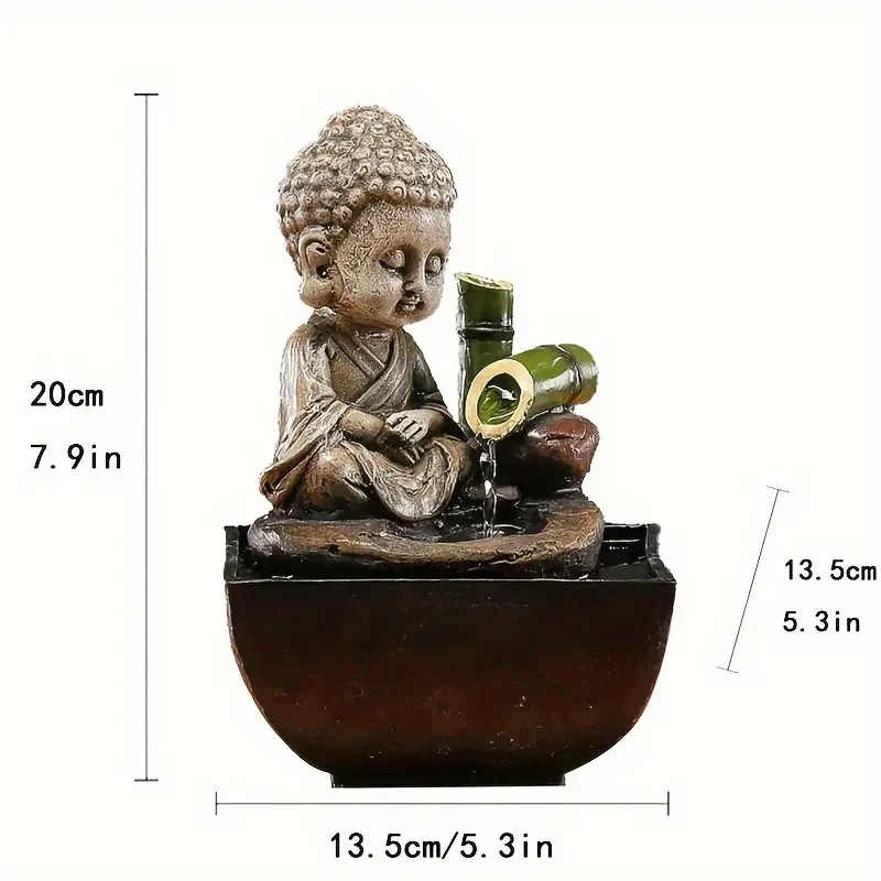 Fuente de agua de resina para interiores, fuente de escritorio con alimentación USB, cascada portátil para meditación zen, decoración relajante de mesa para el hogar y la oficina.