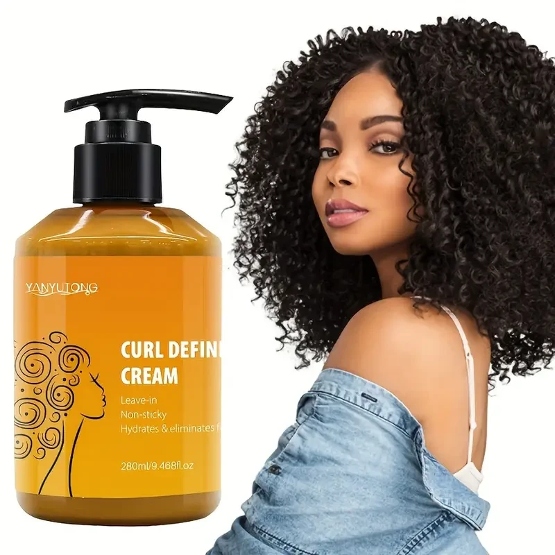 Crema voluminizadora y definidora de rizos con aceite de argán marroquí - 280 ml - Crema de peinado profundamente hidratante para ondas y rizos - Aceite de argán, aceite de ricino, aceite esencial de romero