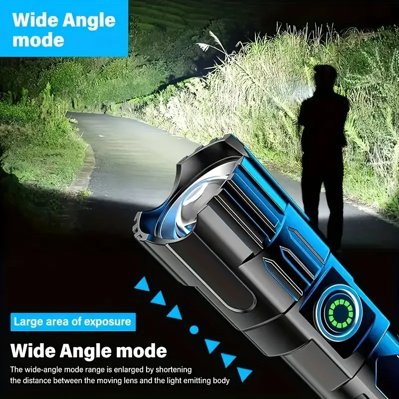 2 linternas LED recargables, potentes, ABS, con zoom, 3 modos de luz, ideales para exteriores, camping, senderismo y emergencias.