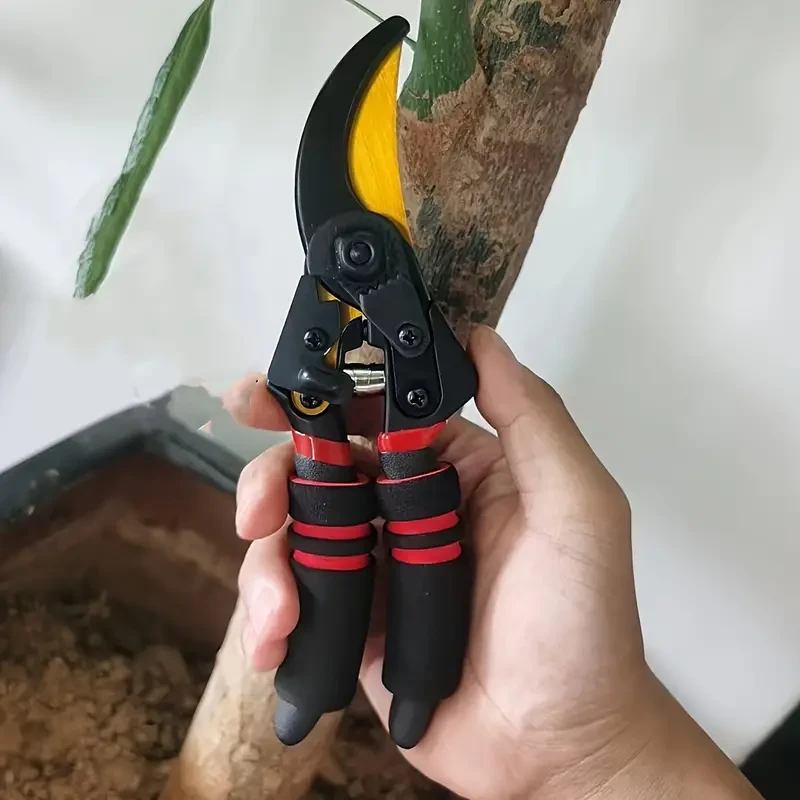 Tijeras de podar profesionales de acero al carbono de 21,01 cm - Hoja afilada SK-5, mango cómodo, resistente para jardinería y floristería.