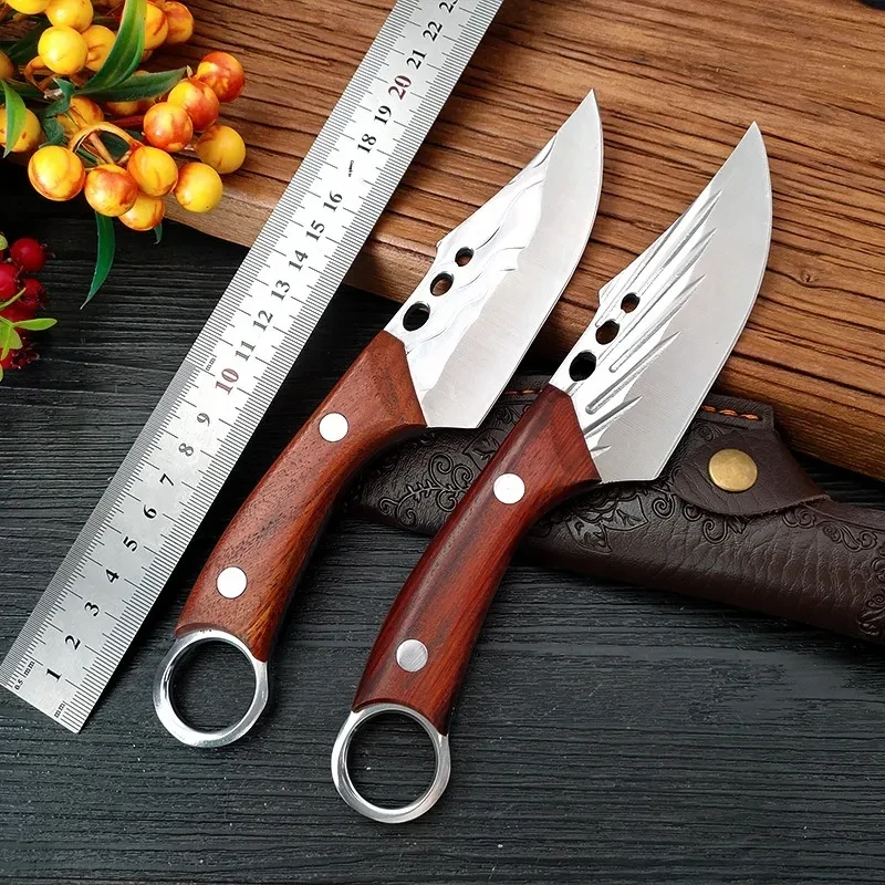 Cuchillo con mango de anillo de acero inoxidable forjado a mano