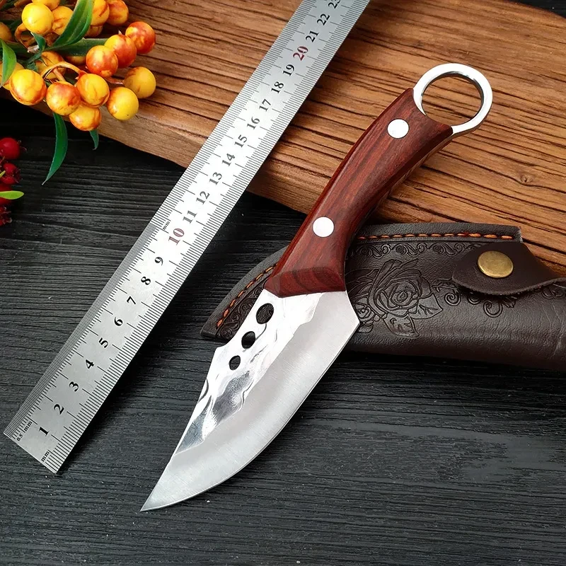 Cuchillo con mango de anillo de acero inoxidable forjado a mano