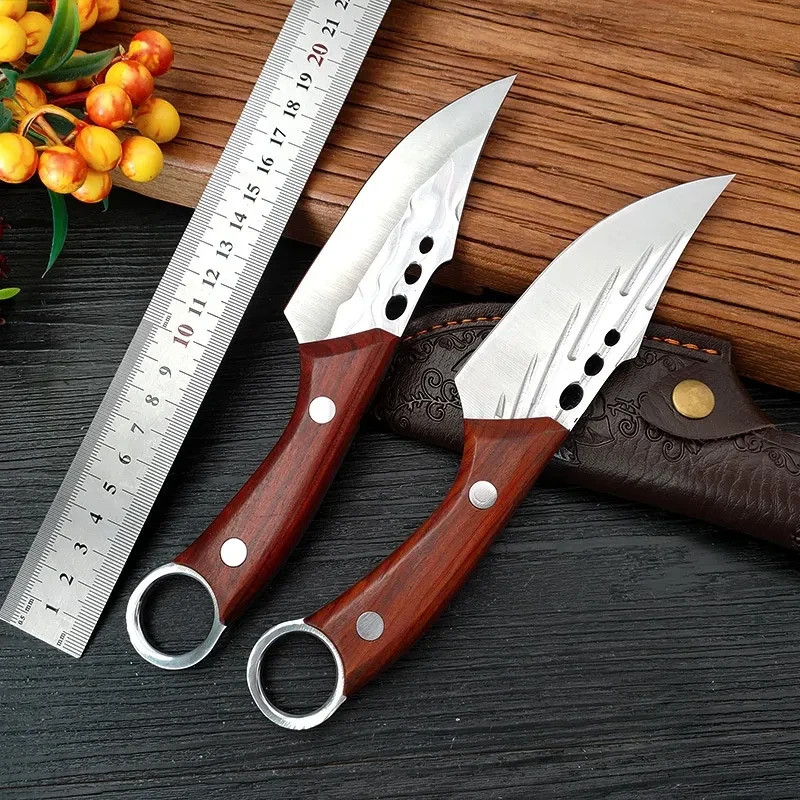 Cuchillo con mango de anillo de acero inoxidable forjado a mano